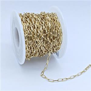 Copper Chain, Gold Plated, approx 3x6mm