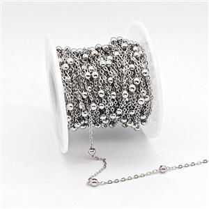 Copper Chain, Platinum Plated, approx 1.5x2mm, 3.5mm