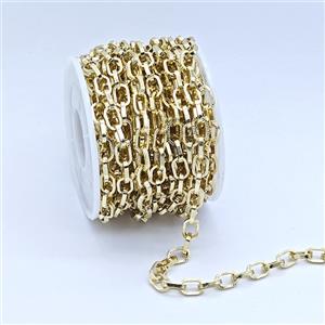 Copper Chain, Gold Plated, approx 5x8mm