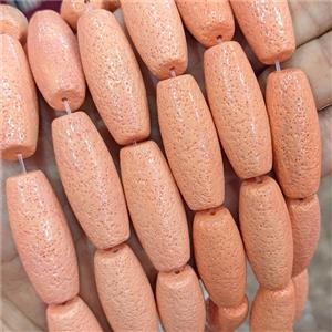 Pink Coral Rice Beads Dye, approx 15-38mm, 80cm length