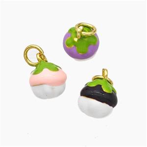 Copper Fruit Pendant Enamel Gold Plated Mixed Color, approx 8mm