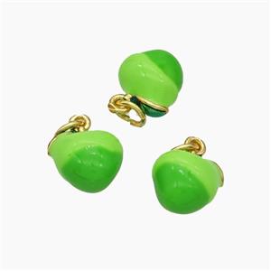 Copper Pear Charms Pendant Green Enamel Gold Plated, approx 10mm