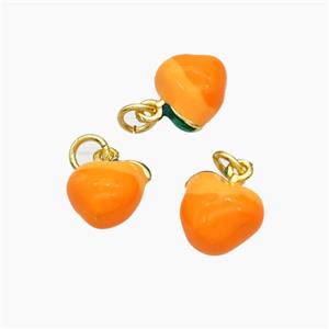 Copper Pear Charms Pendant Ornage Enamel Gold Plated, approx 10mm