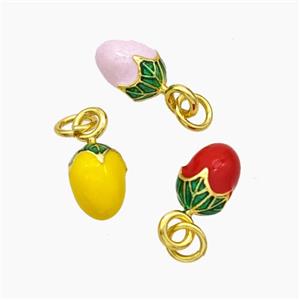 Copper Mango Pendant Enamel Gold Plated Mixed, approx 6-9mm
