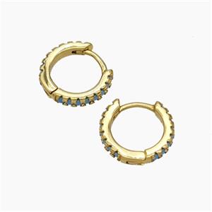 Copper Hoop Earrings Micropave Zirconia Gold Plated, approx 11mm dia