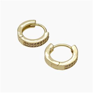 Copper Hoop Earrings Micropave Zirconia Gold Plated, approx 12mm dia