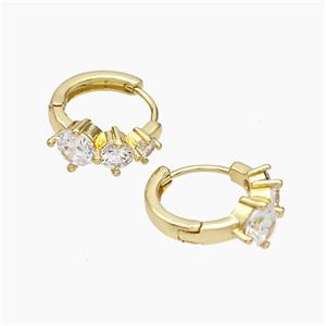 Copper Hoop Earrings Micropave Zirconia Gold Plated, approx 16mm dia