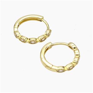 Copper Hoop Earrings Micropave Zirconia Gold Plated, approx 15mm dia