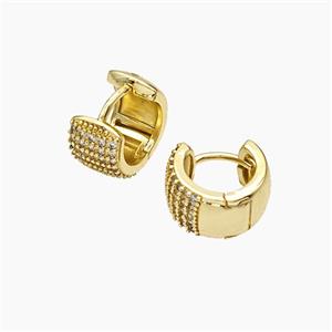 Copper Hoop Earrings Micropave Zirconia Gold Plated, approx 7mm, 12mm dia