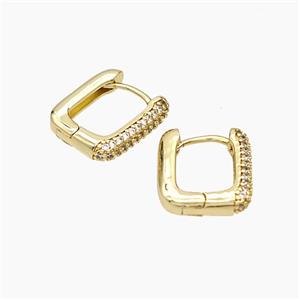 Copper Latchback Earrings Micropave Zirconia Gold Plated, approx 12-14mm