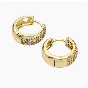 Copper Hoop Earrings Micropave Zirconia Gold Plated, approx 6mm, 16mm dia