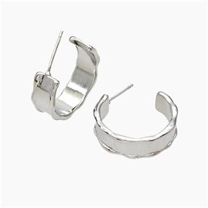 Copper Stud Earrings Platinum Plated, approx 8mm, 22mm dia