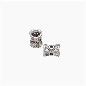 Copper Tube Beads Micropave Zirconia Platinum Plated, approx 4-5mm