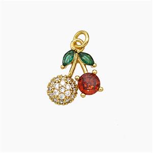 Copper Cherry Pendant Pave Zirconia Gold Plated, approx 11mm