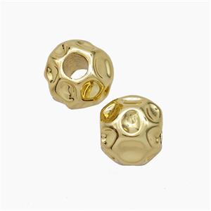 Copper Round Beads Hammered Large Hole Gold Plated, approx 8-9mm, 3mm hole