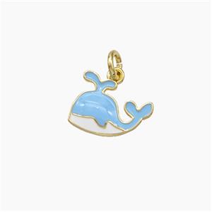 Copper Dolphin Pendant Blue Enamel Gold Plated, approx 8-11mm