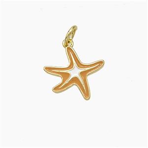 Copper Starfish Pendant Enamel Gold Plated, approx 13mm
