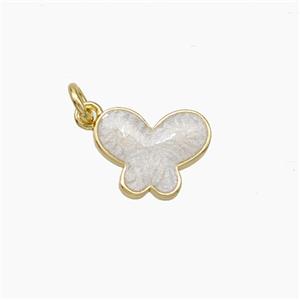 Copper Butterfly Pendant White Painted Gold Plated, approx 8-10mm