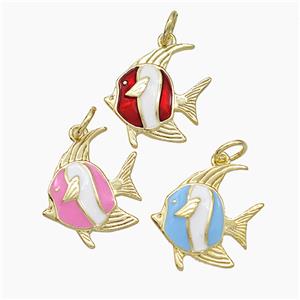 Copper Fish Pendant Enamel Gold Plated Mixed, approx 15mm