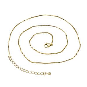 Copper Box Necklace Chain Gold Plated, approx 1mm, 45-50cm length