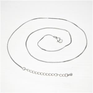 Copper Box Necklace Chain Platinum Plated, approx 1mm, 45-50cm length