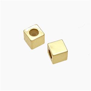 Copper Cube Beads Large Hole Gold Plated, approx 6mm, 4mm hole