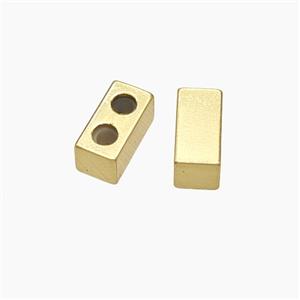 Copper Cuboid Beads 2holes Gold Plated, approx 5x5x10mm, 3mm hole