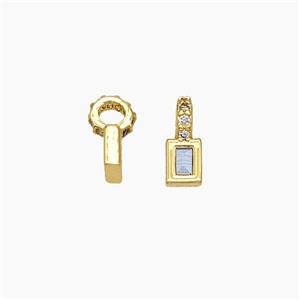 Copper Rectangle Pendant Pave Zirconia Gold Plated, approx 4mm, 2mm hole