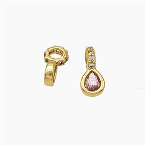 Copper Teardrop Pendant Pave Zirconia Gold Plated, approx 4mm, 2mm hole