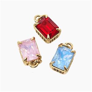 Cubic Zirconia Pendant Copper Rectangle Gold Plated Mixed, approx 6-9mm