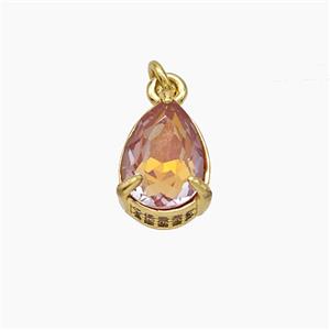 Orange Gray Cubic Zirconia Pendant Copper Teardrop Gold Plated, approx 8-11mm