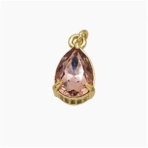 Champagne Gray Cubic Zirconia Pendant Copper Teardrop Gold Plated, approx 8-11mm