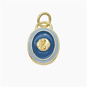 Copper Taichi Pendant Enamel Yinyang Gold Plated, approx 10-12mm