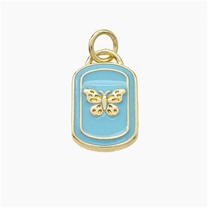 Copper Butterfly Pendant Enamel Rectangle Gold Plated, approx 9.5-13mm