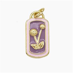 Copper Cherry Pendant Enamel Rectangle Gold Plated, approx 9-15mm