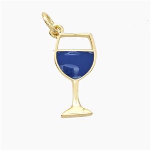 Copper Goblet Pendant Blue Enamel WineCup Gold Plated, approx 8-16mm