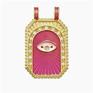 Copper Tarot Card Pendant Pave Zirconia Eye Painted 2loops Gold Plated, approx 18-30mm