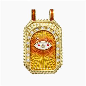Copper Tarot Card Pendant Pave Zirconia Eye Painted 2loops Gold Plated, approx 18-30mm
