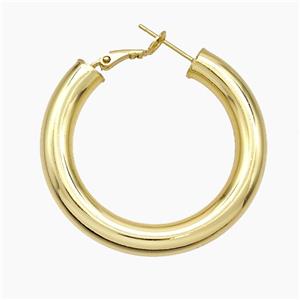 Copper Latchback Earrings Gold Plated, approx 40mm dia
