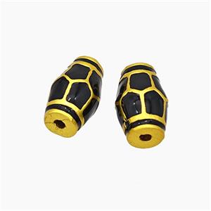 Copper Rice Beads Black Enamel Tortoise Gold Plated, approx 8-12.5mm