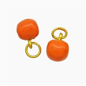 Copper Tomato Pendant Orange Enamel Gold Plated, approx 8mm