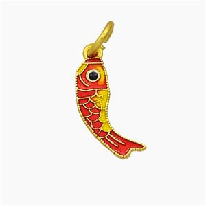 Copper Fish Pendant Red Painted Gold Plated, approx 5-15mm