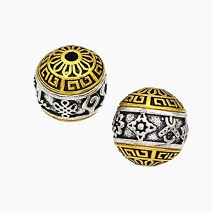 Tibetan Style Alloy Beads Round Antique Silver Golden, approx 12mm dia