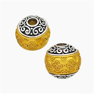 Tibetan Style Alloy Beads Round Large Hole Antique Silver Golden, approx 12mm, 3mm hole