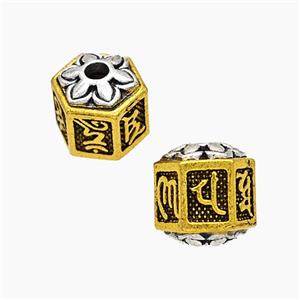 Tibetan Style Alloy Beads Prism Antique Silver Golden, approx 9-11mm