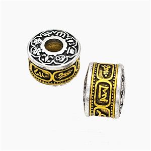 Tibetan Style Alloy Beads Rondelle Large Hole Antique Silver Golden, approx 8-12.5mm, 4mm hole