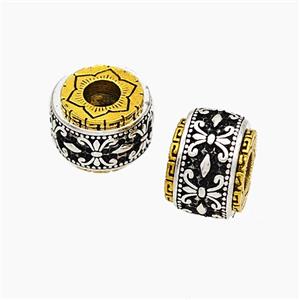 Tibetan Style Alloy Rotatable Beads Rondelle Large Hole Antique Silver Golden, approx 9-12mm, 4mm hole