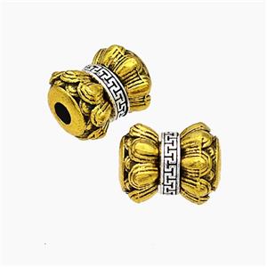 Tibetan Style Alloy Lotus Beads Rotatable Large Hole Antique Silver Golden, approx 10-12mm, 4mm hole