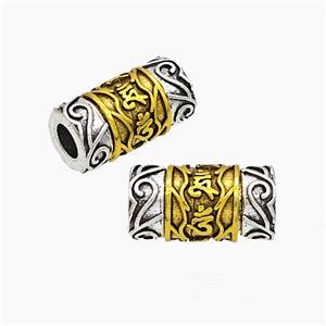 Tibetan Style Alloy Tube Beads Rotatable Large Hole Antique Silver Golden Column, approx 10-19mm, 5mm hole