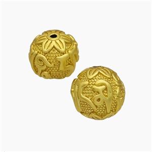 Tibetan Style Copper Round Beads Gold Plated, approx 14-15mm